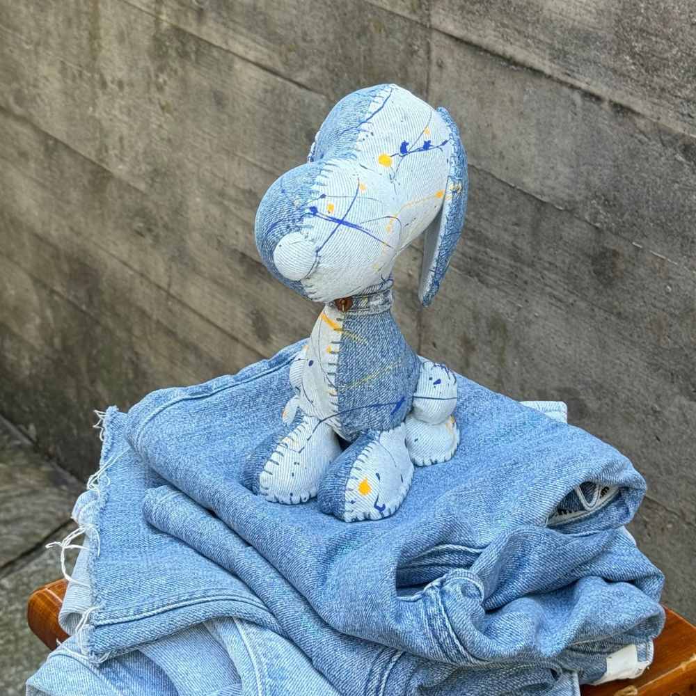 TEXTILE ペイントフィギュア スヌーピー ウォッシュドブルー S A