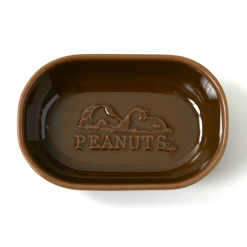 PEANUTS Cafe オーバルプレート 13cm ブラウン