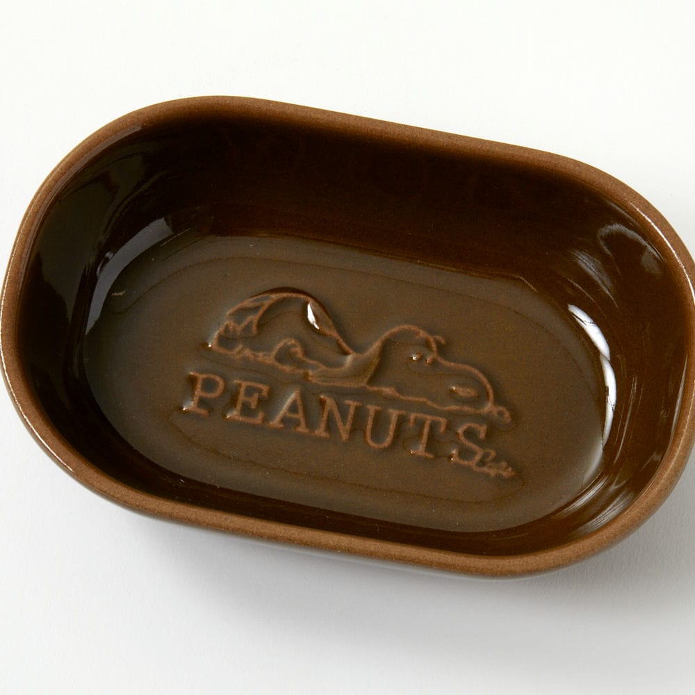 PEANUTS Cafe オーバルプレート 13cm ブラウン