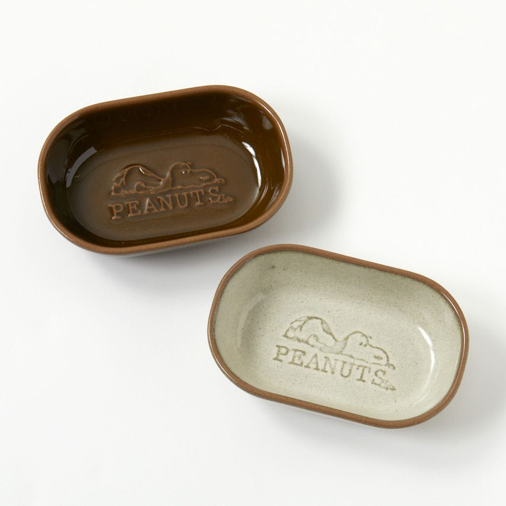 PEANUTS Cafe オーバルプレート 13cm ブラウン