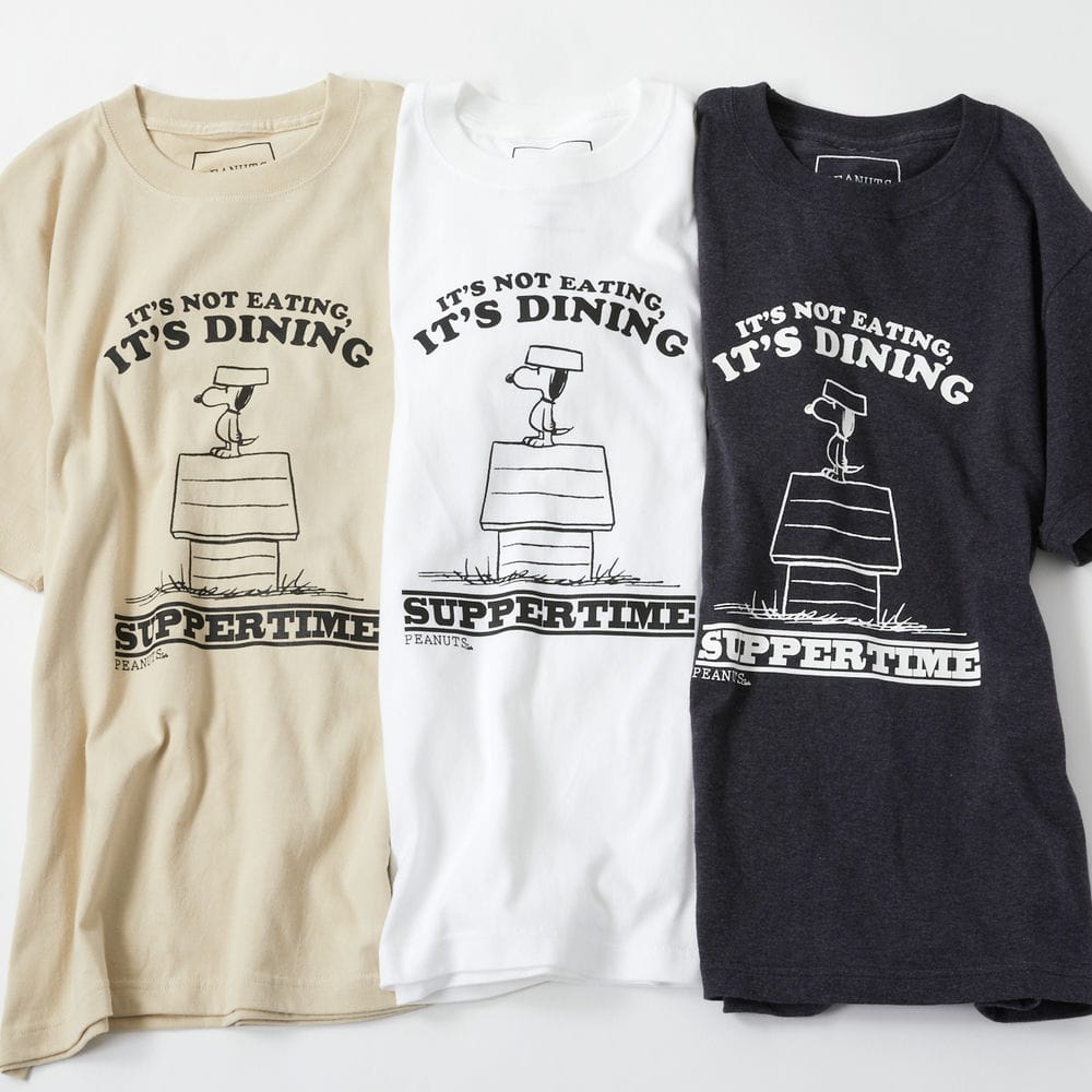 PEANUTS Cafe Tシャツ “DOG DISH” ベージュ