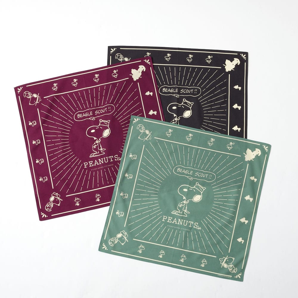 PEANUTS Cafe SMT バンダナ オリーブグリーン