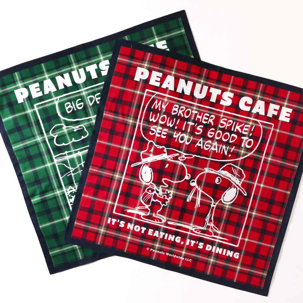 PEANUTS Cafe SMT バンダナ チェックグリーン