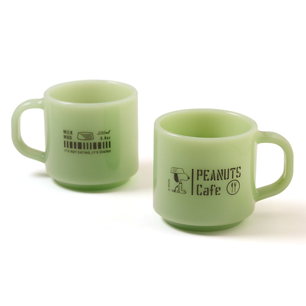 Milk Glass mug cup スヌーピー グリーン