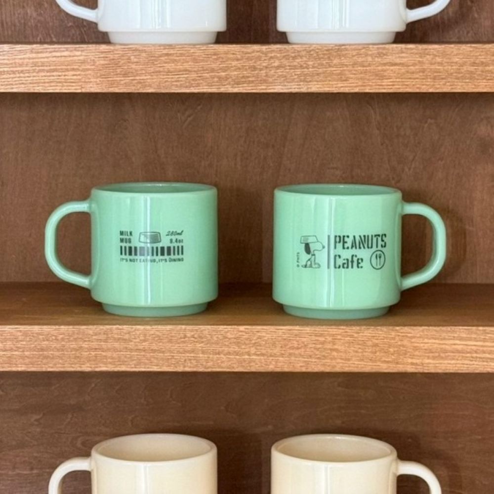 【6/24(水)12:00～先行販売】Milk Glass mug cup スヌーピー グリーン