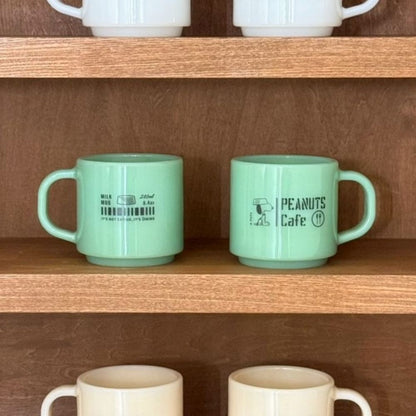 【6/24(水)12:00～先行販売】Milk Glass mug cup スヌーピー グリーン