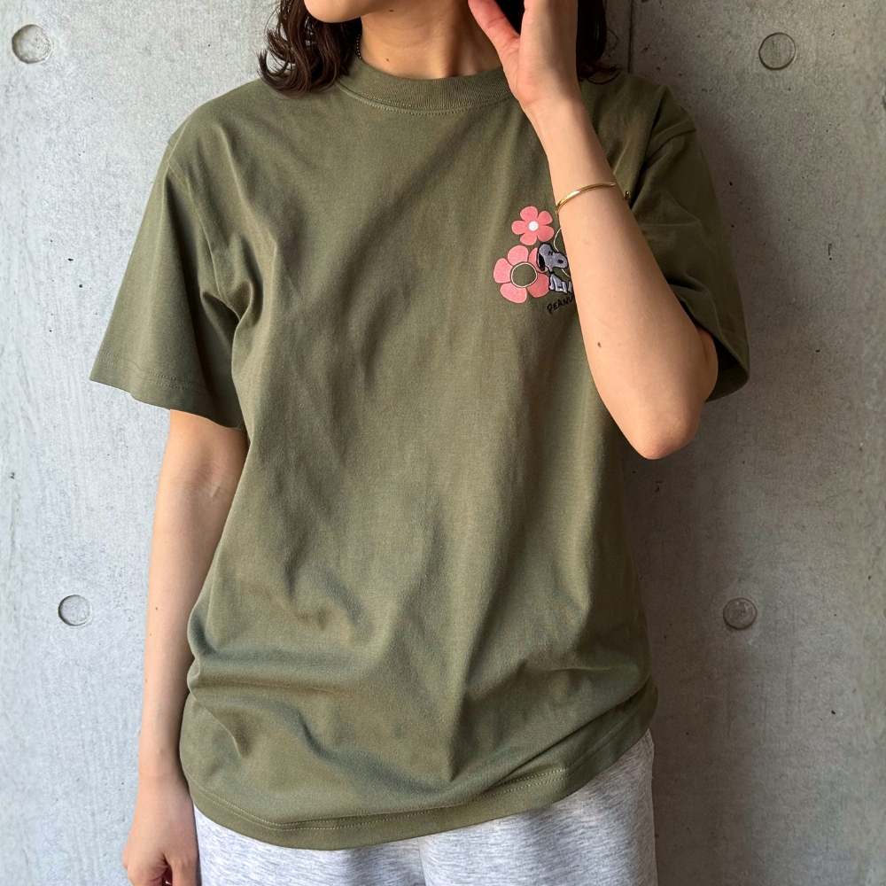 ナチュラルフラワー Tシャツ オリーブ